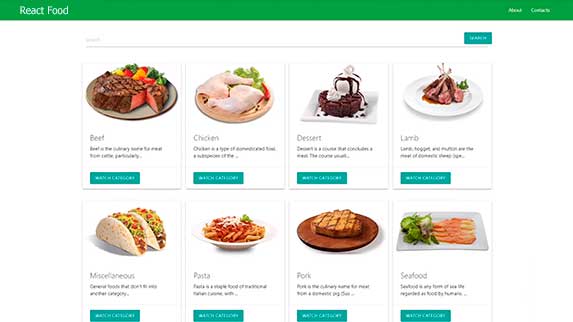 Веб-приложение React Food – Сайт о еде